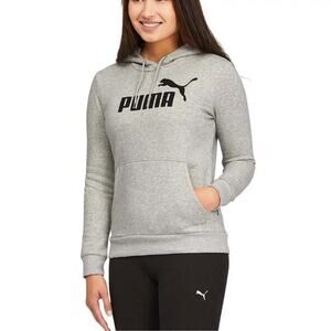 Puma Woman’s Essential Logo Hooded Sweatshirt in Heathered gray sz S